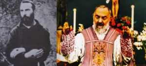 Padre Pio pictured here with his noisome and grievous sore.